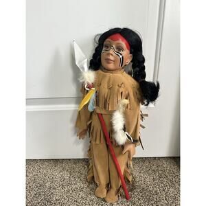 VTG Native American Porcelain Doll 19.5” signed Wade & numbered 275/1000